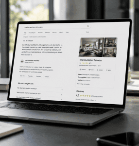 Website zichtbaar in AI-zoekresultaten als voorbeeld van GEO en E-E-A-T