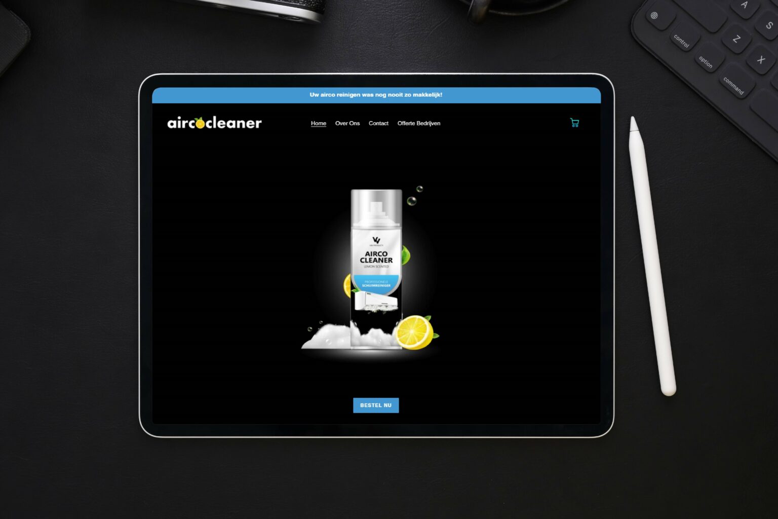 airco cleaner webshop voor één product, zelf makkelijk te beheren webshop